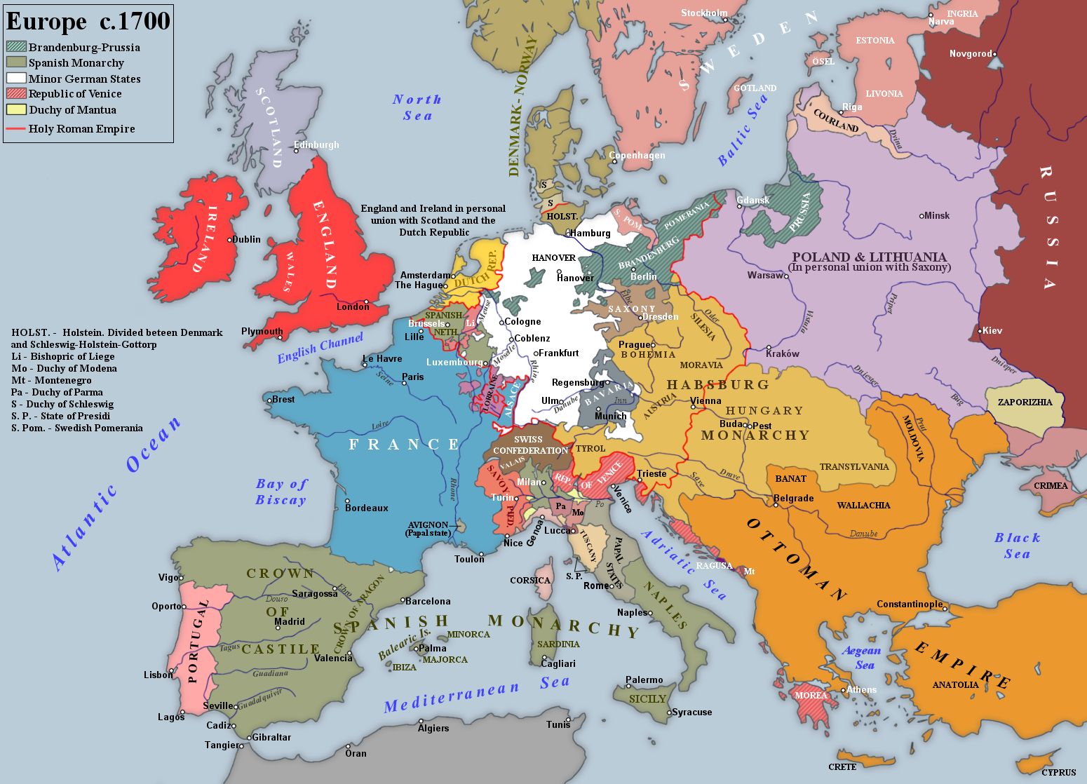Europe circa 1700